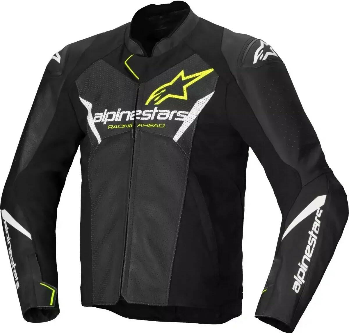 Alpinestars Faster V3 Airflow Leather Jacketblack/white/neon yellow Motorradjacken